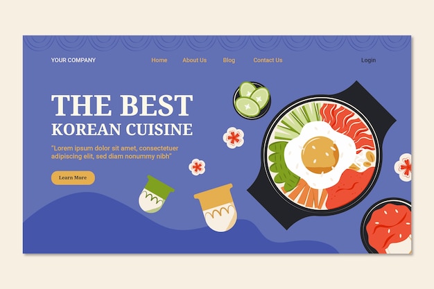 Flat design korean restaurant landing page