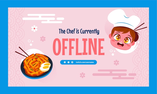 Free vector flat design korean restaurant twitch background