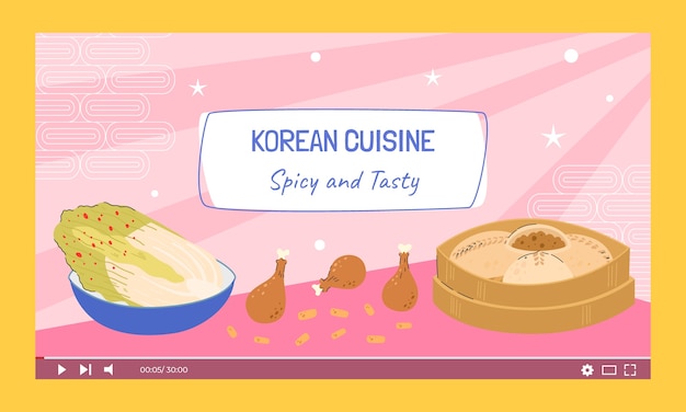 Flat design korean restaurant youtube thumbnail template