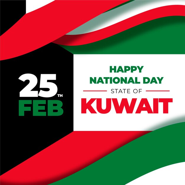Flat design kuwait national day 25 february