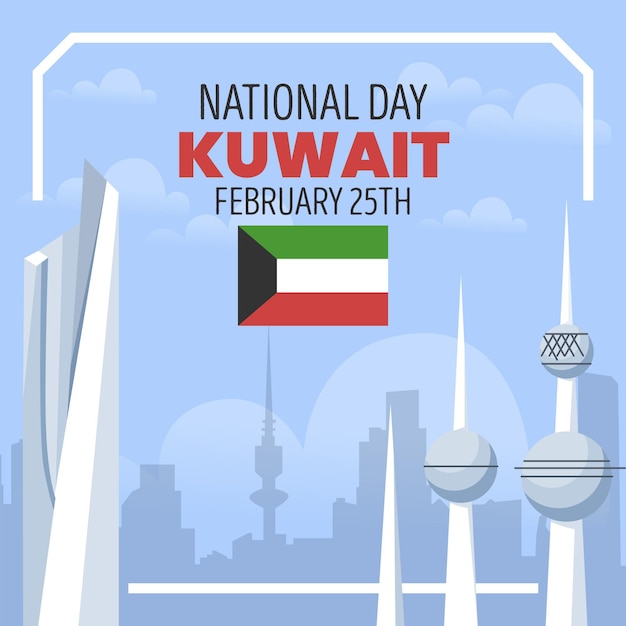 Illustrazione di giorno nazionale del kuwait di design piatto