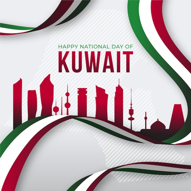 평면 디자인 쿠웨이트 국경일 붉은 도시