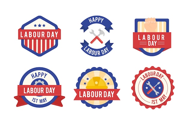 Free vector flat design labor day badge collection