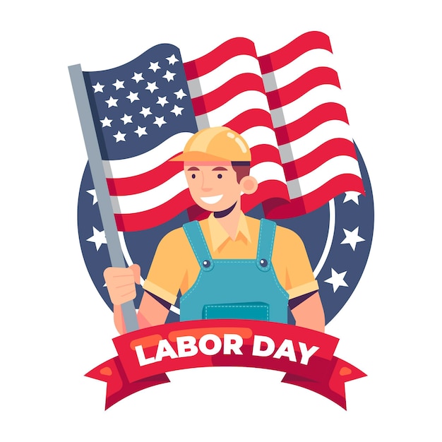 Flat design labor day concept