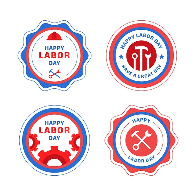 Flat design labor day label collection