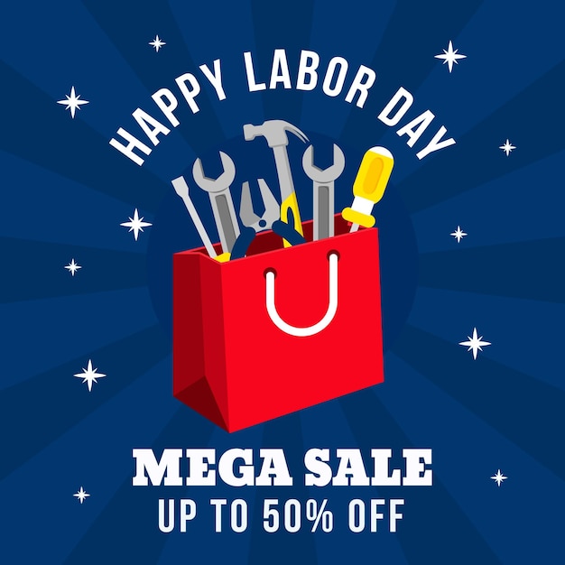 Free vector flat design labor day sale