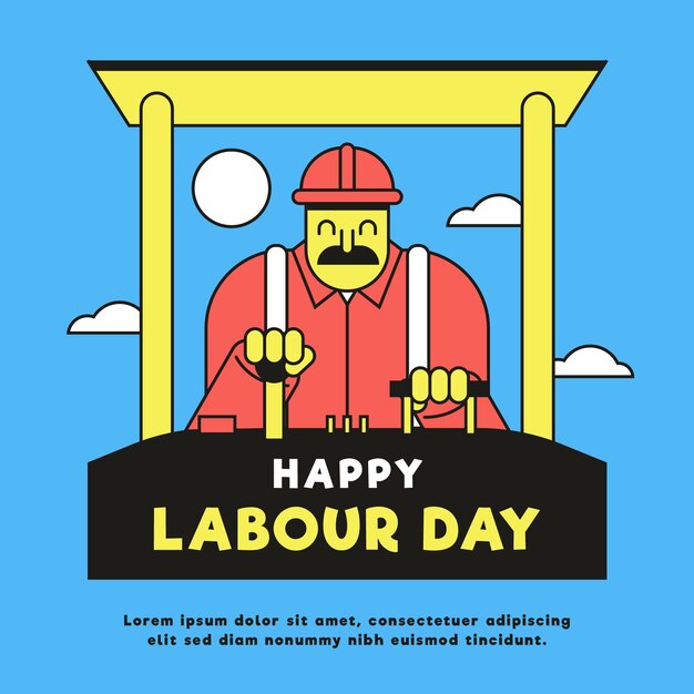 Flat design labour day illustration