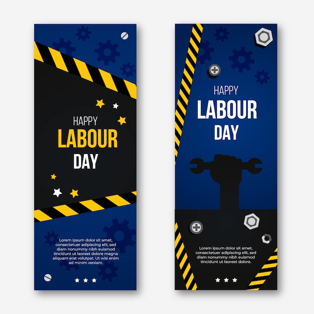 Free vector flat design labour day vertical banners