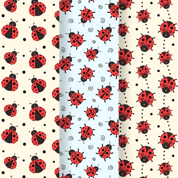 Collezione di modelli di coccinelle dal design piatto