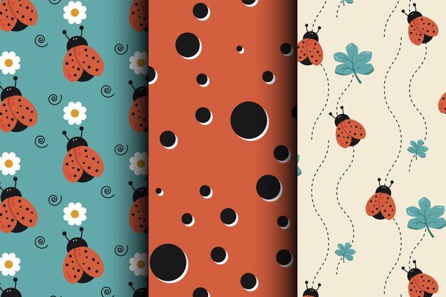 flat design ladybug pattern collection