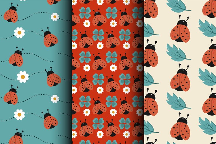 Free Vector flat design ladybug pattern collection
