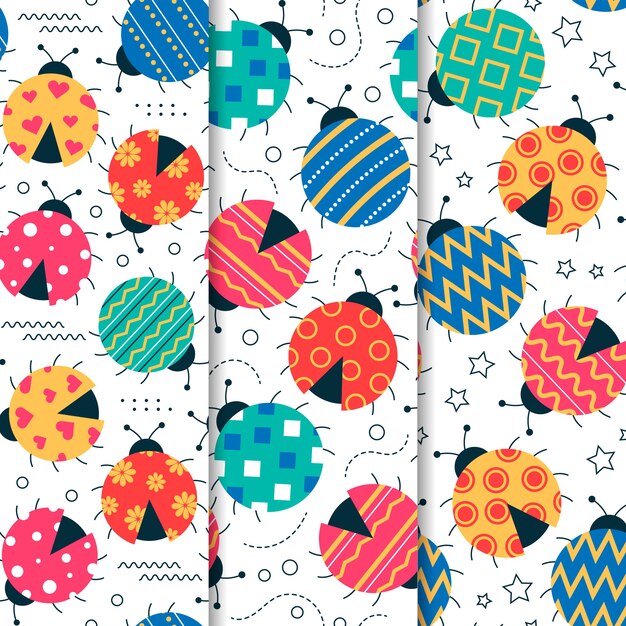 Free vector flat design ladybug pattern collection