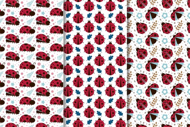 Flat design ladybug pattern collection