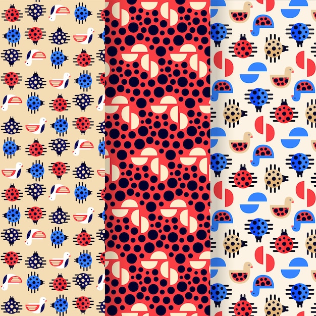 Free vector flat design ladybug pattern collection