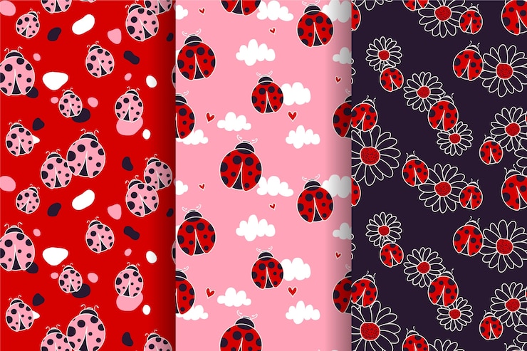 Free Vector flat design ladybug pattern collection