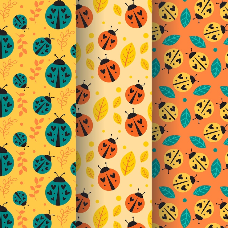 Free Vector flat design ladybug pattern pack