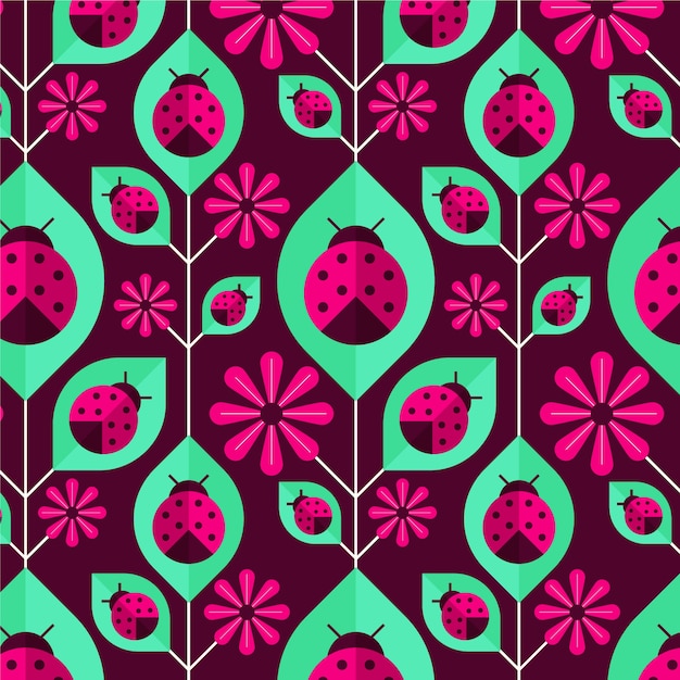 Free vector flat design ladybug pattern