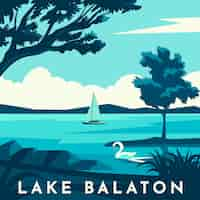 Free vector flat design lake balaton illustration