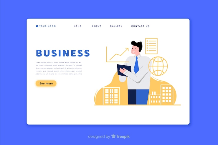 ฟรี Vector flat design landing page with man character