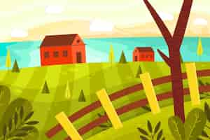 Free vector flat design landscape illustration