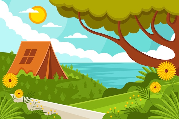 Free vector flat design landscape illustration