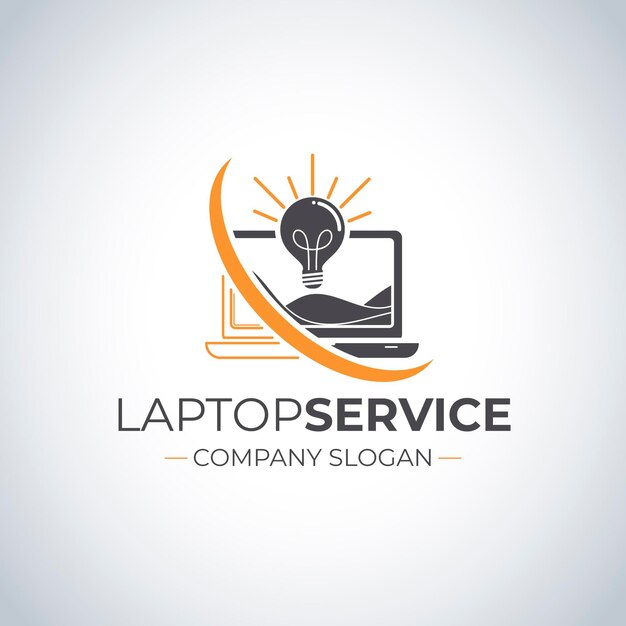 Flat design laptop logo template
