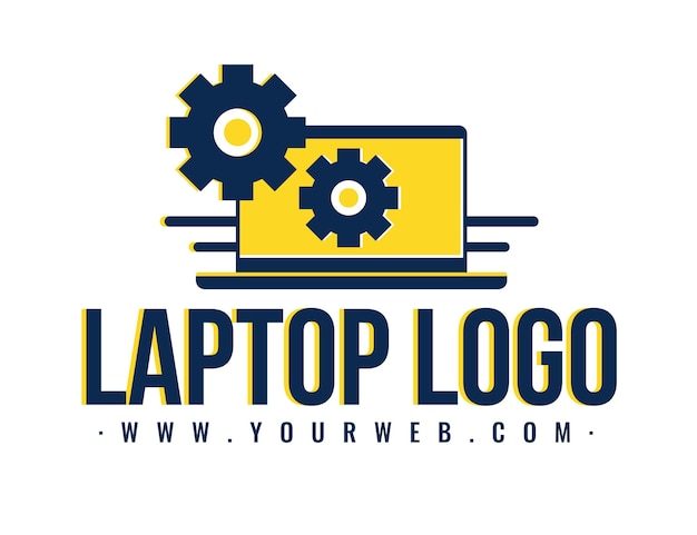 flat design laptop logo template