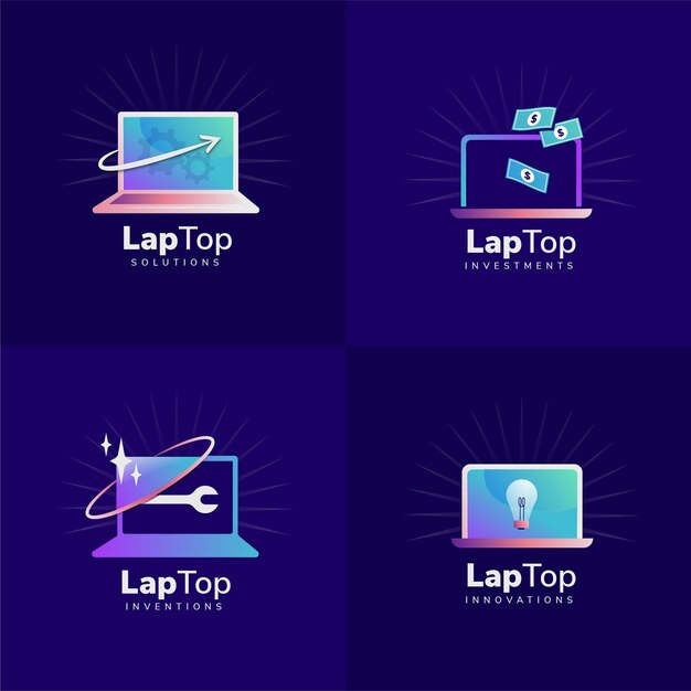 Flat design laptop logo