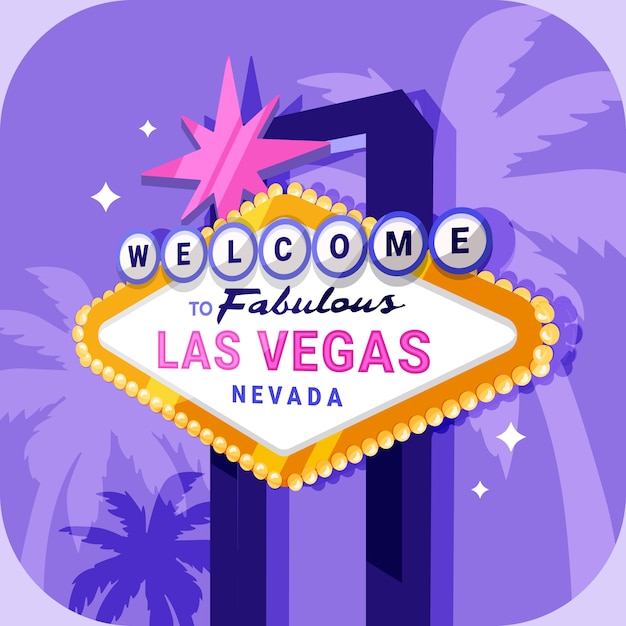 Flat design las vegas sign illustration