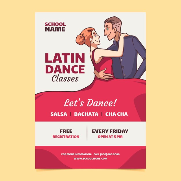 Flat design latin dance poster