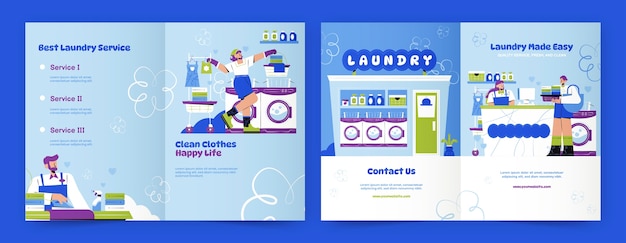 Flat design laundry service brochure