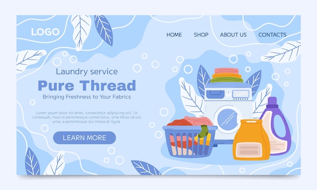 Free vector flat design laundry service landing page