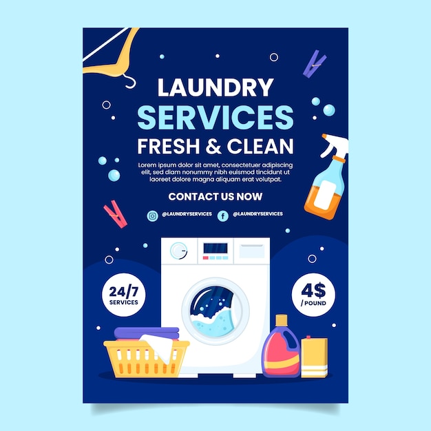 Flat design laundry service poster