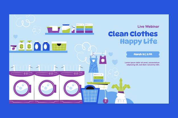 Flat design laundry service webinar