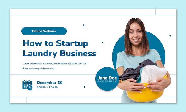 Free vector flat design laundry service webinar