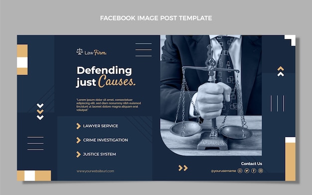 Free vector flat design law firm facebook post template