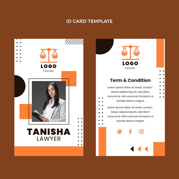 Flat design law firm id card template