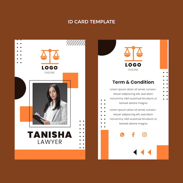 Flat design law firm id card template