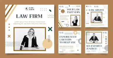 Free vector flat design law firm instagram posts