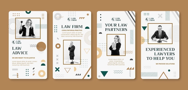 Истории instagram юридической фирмы с плоским дизайном