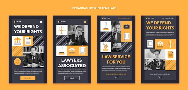 Flat design law firm instagram story collection