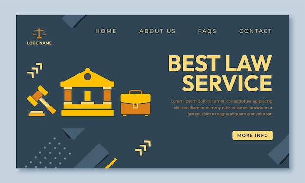 Free vector flat design law firm landing page template