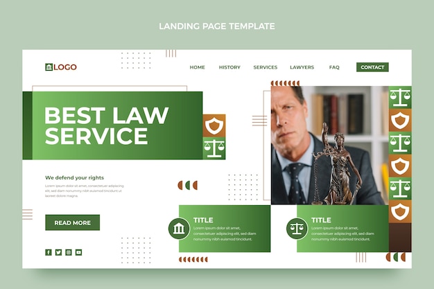 Flat design law firm landing page template