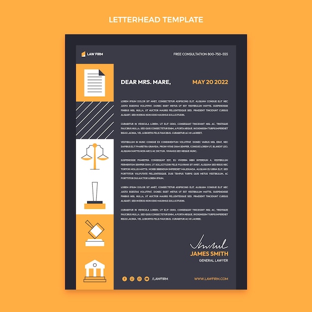 Free vector flat design law firm letterhead template
