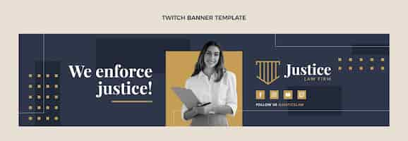 Free vector flat design law firm twitch banner template