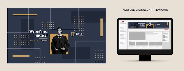 Искусство канала youtube юридической фирмы плоского дизайна