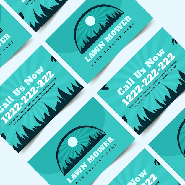 Free vector flat design lawn care business cards