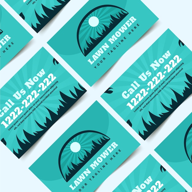 Flat design lawn care business cards