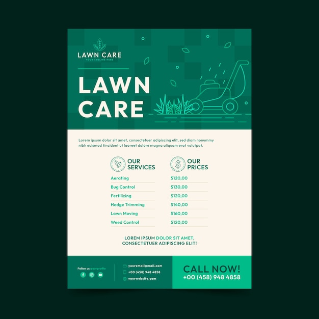 Free vector flat design lawn care flyer template