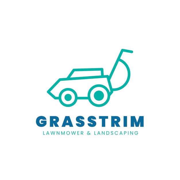 Плоский дизайн логотипа газонокосилки